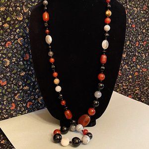 Jay King Rust-colored, Grey and Black Graduated Necklace,  36" + 3" ext